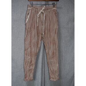 Free People Rust & Cream Striped Drawstring Jogger Pants S
